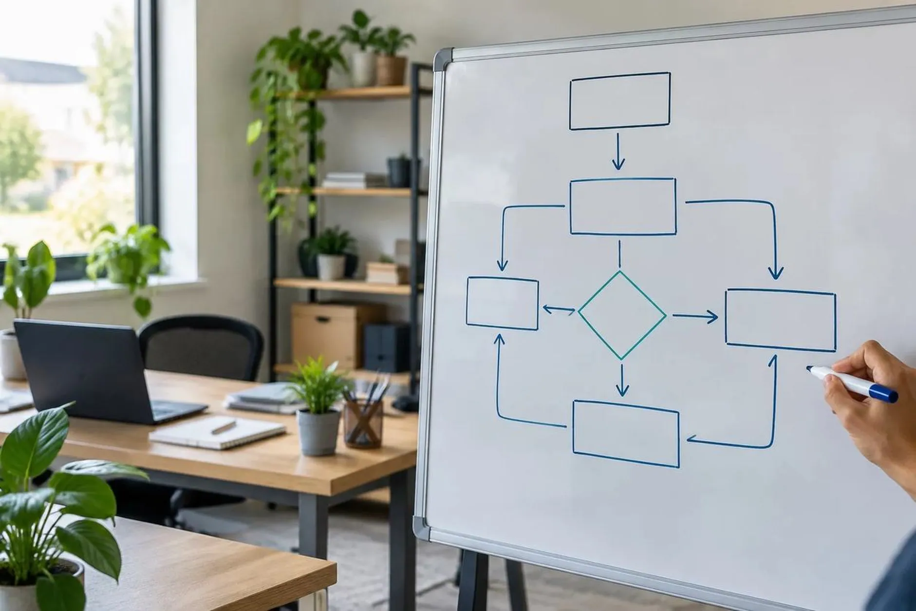 Quadro com o fluxo de processos de uma pequena empresa